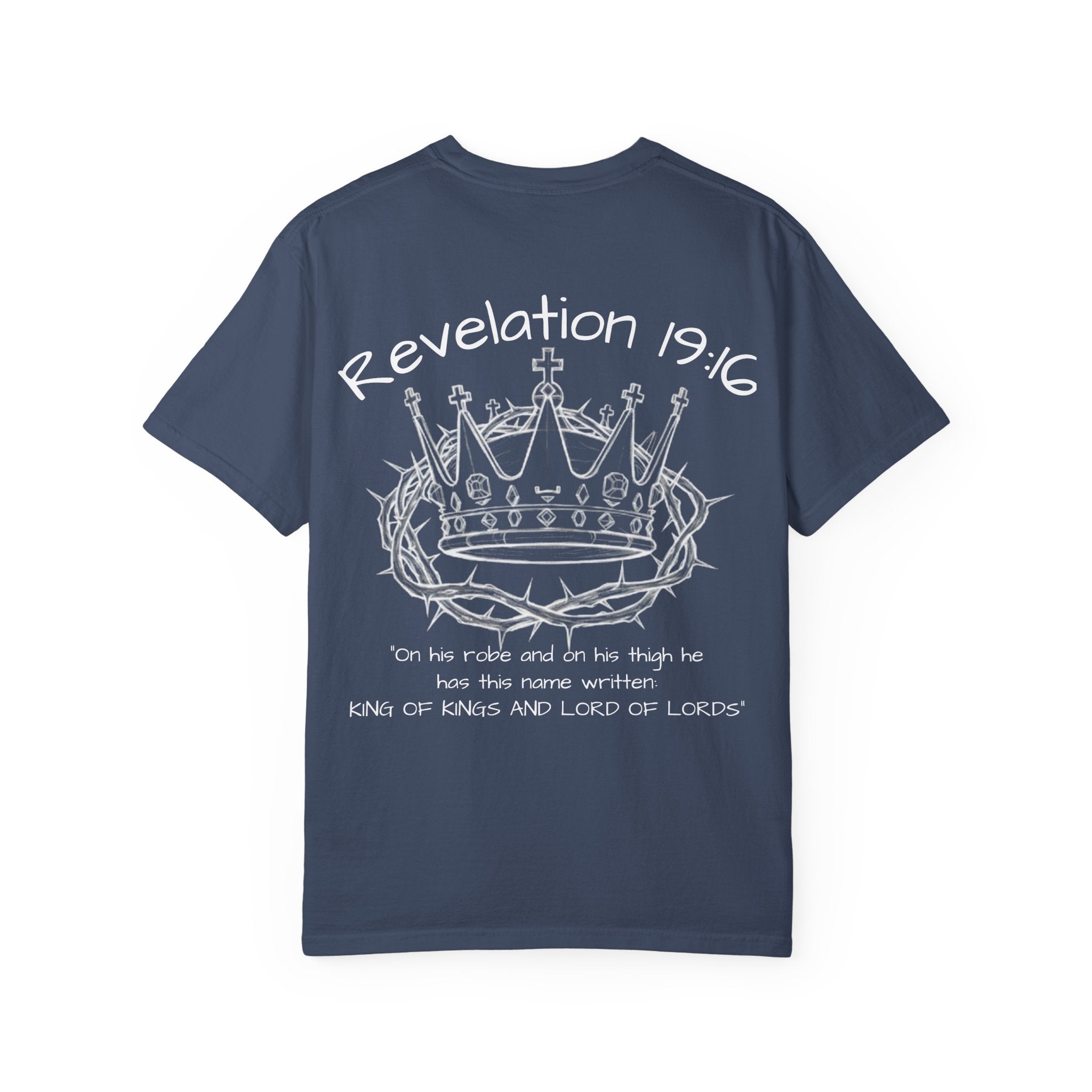 Garment-Dyed T-Shirt with Revelation 19:16 Design | Unisex Christian Tee | Faith-Based Apparel | Stylish Gift for Believers, Spiritual [...]
