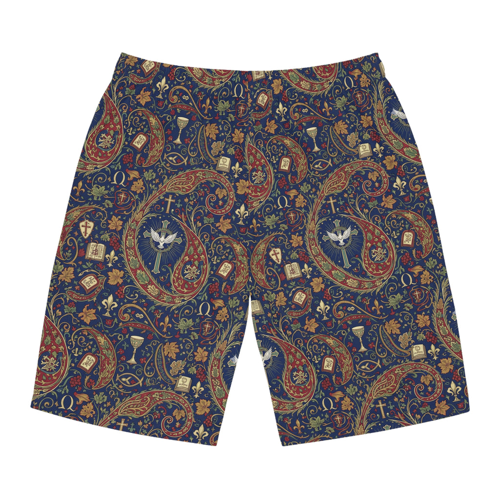 Men's Paisley Patterned Board Shorts, Stylish Swimwear for Beach Days, Relaxed Fit for Men, Perfect for Summer BBQs, Versatile for [...]