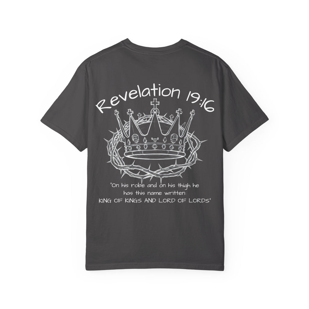 Garment-Dyed T-Shirt with Revelation 19:16 Design | Unisex Christian Tee | Faith-Based Apparel | Stylish Gift for Believers, Spiritual [...]