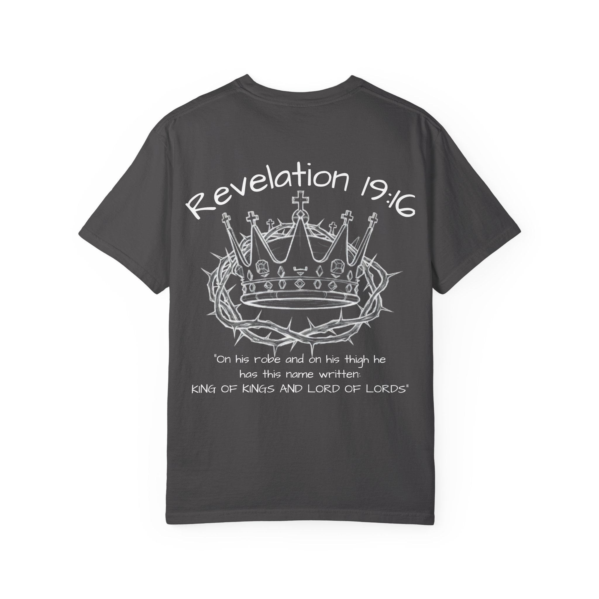 Garment-Dyed T-Shirt with Revelation 19:16 Design | Unisex Christian Tee | Faith-Based Apparel | Stylish Gift for Believers, Spiritual [...]