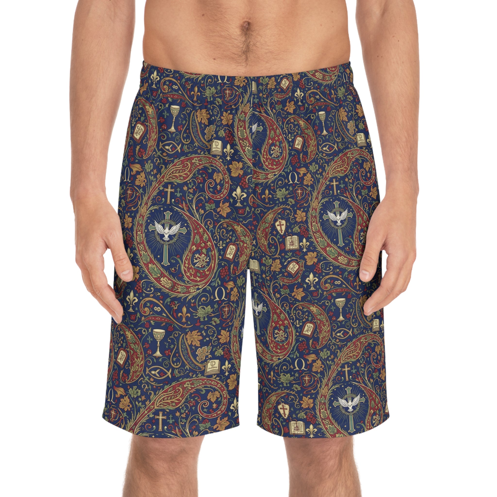 Men's Paisley Patterned Board Shorts, Stylish Swimwear for Beach Days, Relaxed Fit for Men, Perfect for Summer BBQs, Versatile for [...]