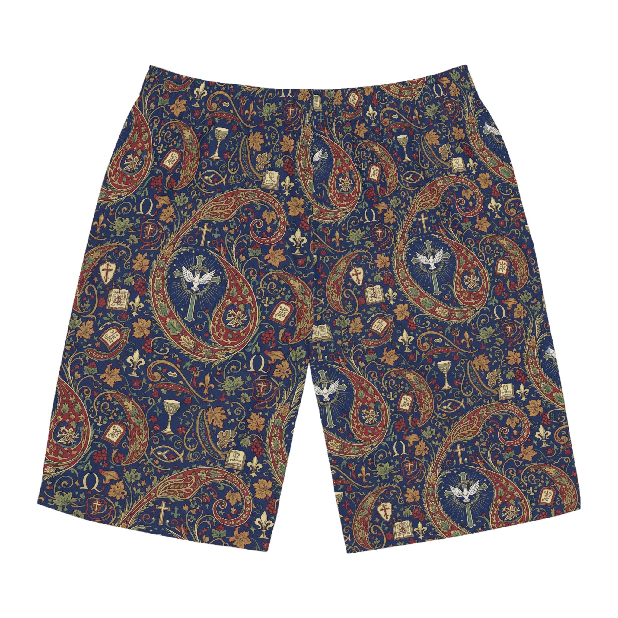 Men's Paisley Patterned Board Shorts, Stylish Swimwear for Beach Days, Relaxed Fit for Men, Perfect for Summer BBQs, Versatile for [...]