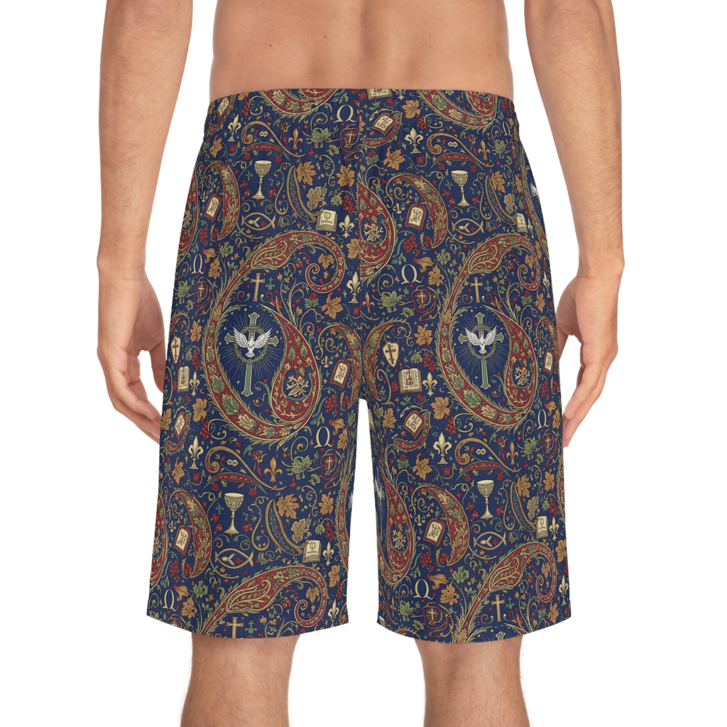 Men's Paisley Patterned Board Shorts, Stylish Swimwear for Beach Days, Relaxed Fit for Men, Perfect for Summer BBQs, Versatile for [...]