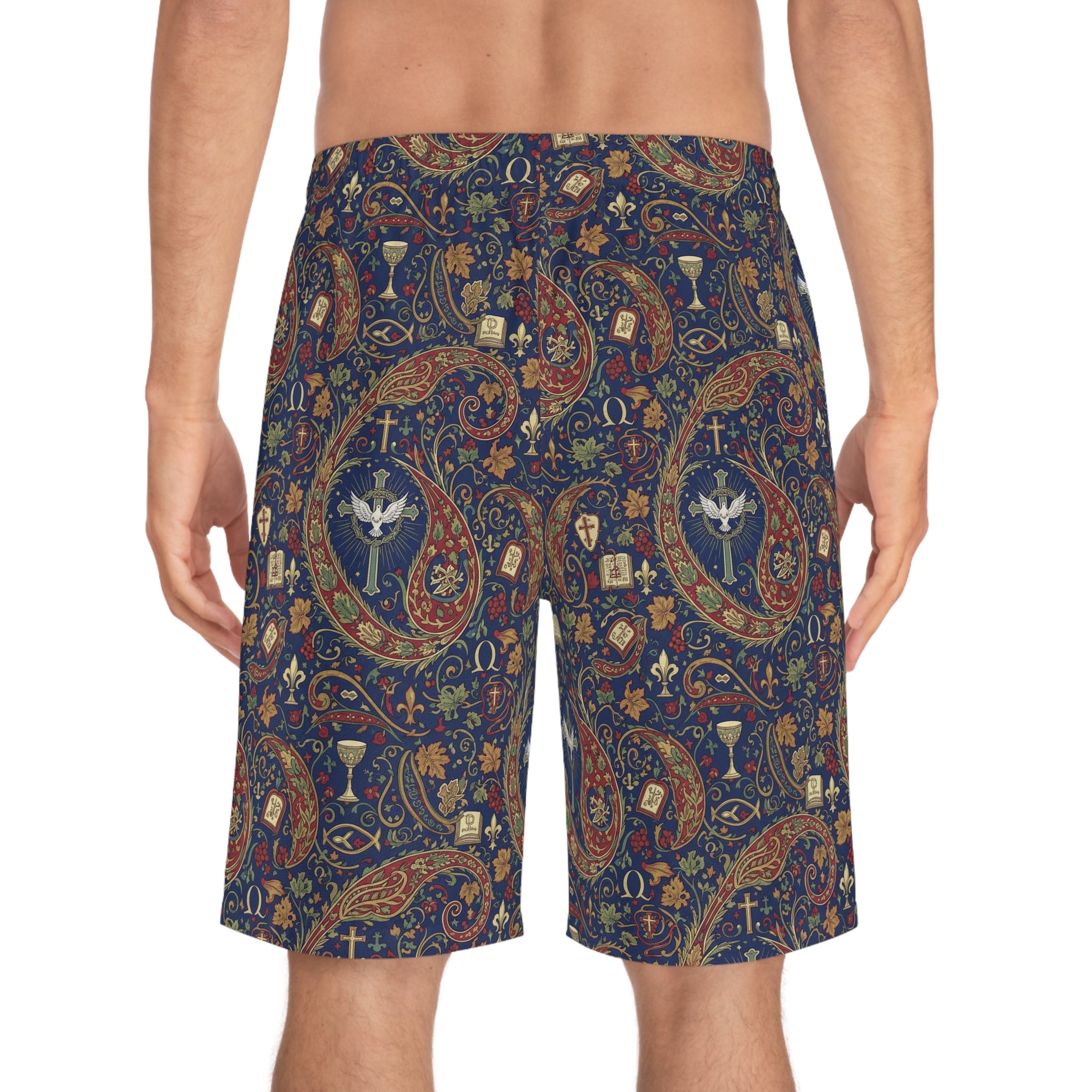 Men's Paisley Patterned Board Shorts, Stylish Swimwear for Beach Days, Relaxed Fit for Men, Perfect for Summer BBQs, Versatile for [...]
